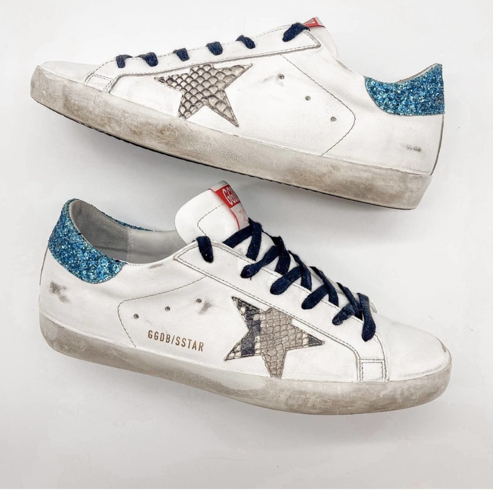 Golden Goose White Sneakers with Blue Glitter ✨ Details - Picture 5 of 12